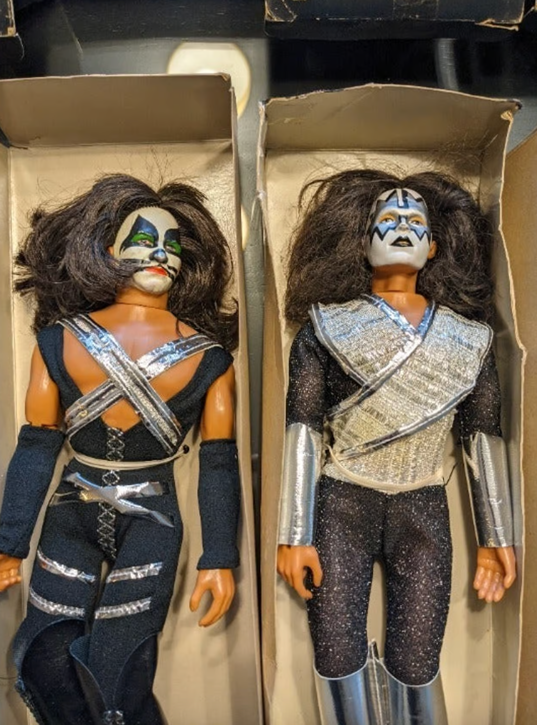 1977 KISS Mego Figures Set - Original Boxes - Complete "Muscle" Body Version - Gene Paul Ace Peter - Holy Grail 1970s Rock