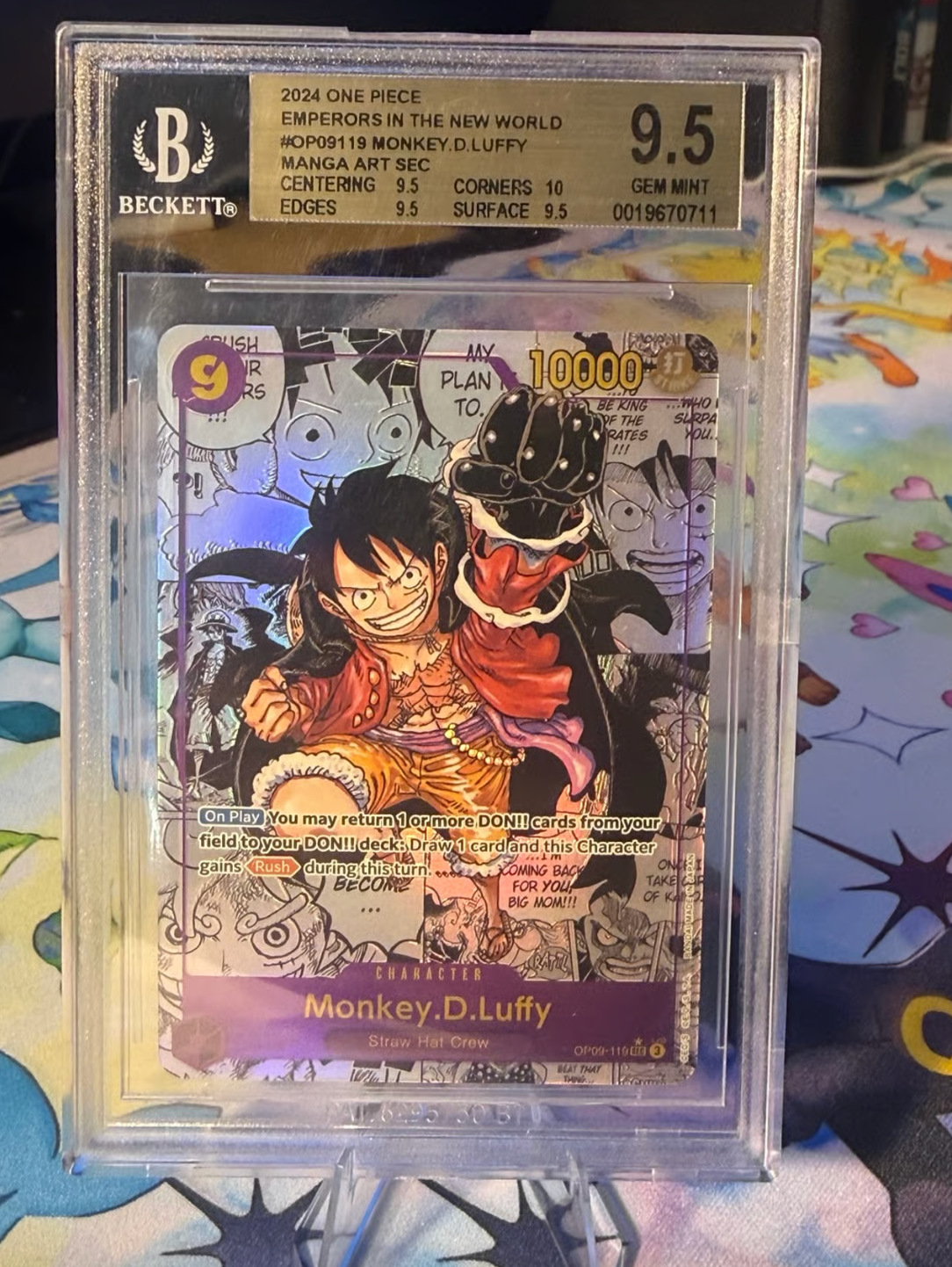 One Piece TCG Monkey D. Luffy Manga Art SEC OP09-119 - BGS 9.5 Gem Mint - Emperors in the New World - 2nd Anniversary Rare