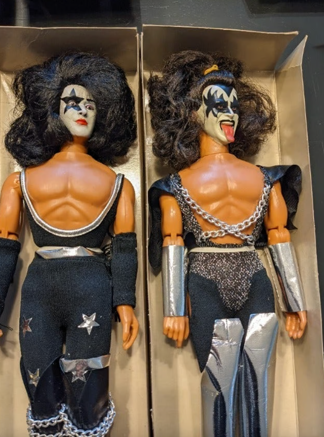 1977 KISS Mego Figures Set - Original Boxes - Complete "Muscle" Body Version - Gene Paul Ace Peter - Holy Grail 1970s Rock